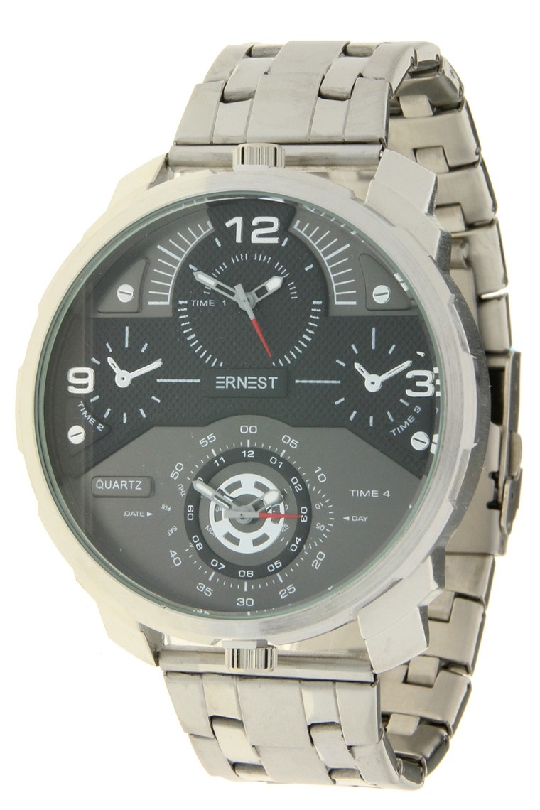 Ernest herenhorloge "Rough-Metal" zilver