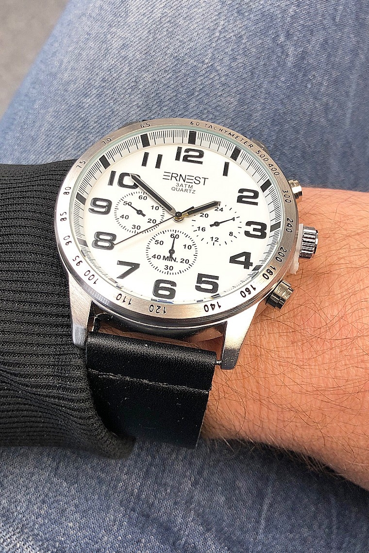 Ernest herenhorloge "Cameron" zwart-zilver