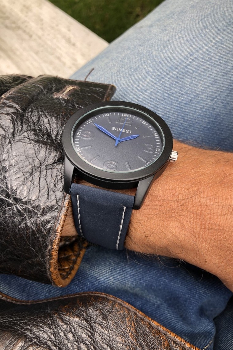 Ernest herenhorloge "Sueda" donkerblauw Ernest herenhorloge "Sueda" donkerblauw