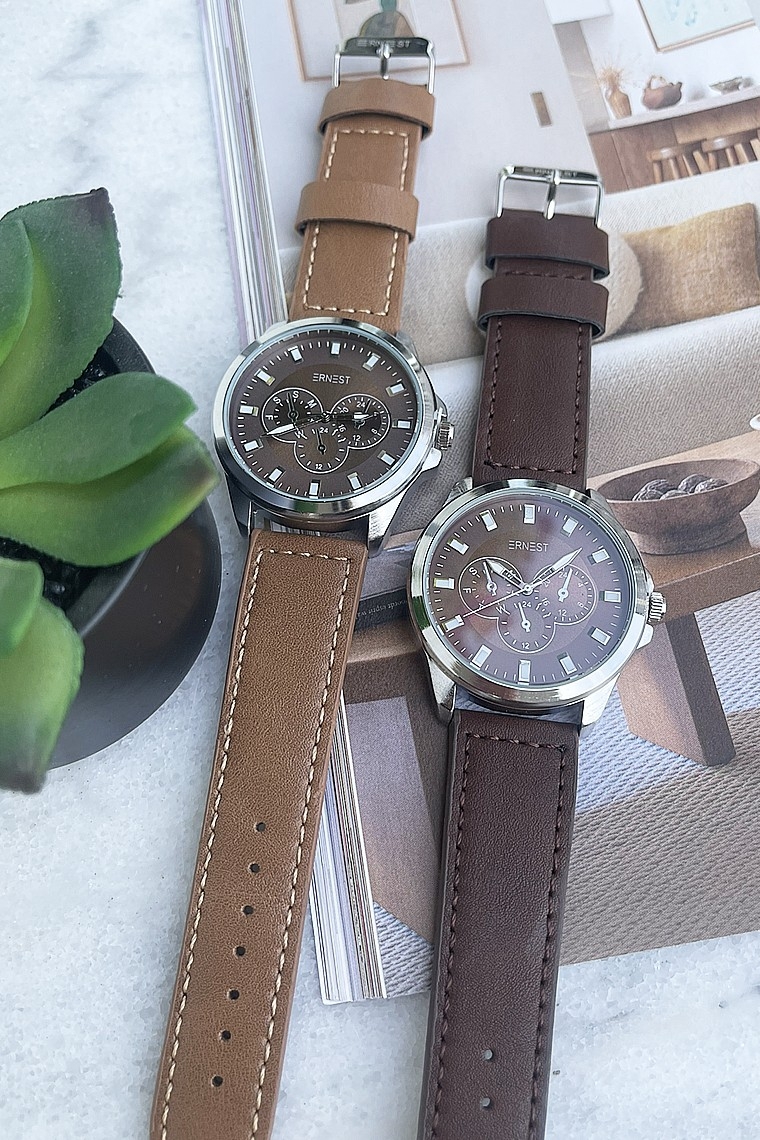 Ernest herenhorloge "Xavi" lichtbruin