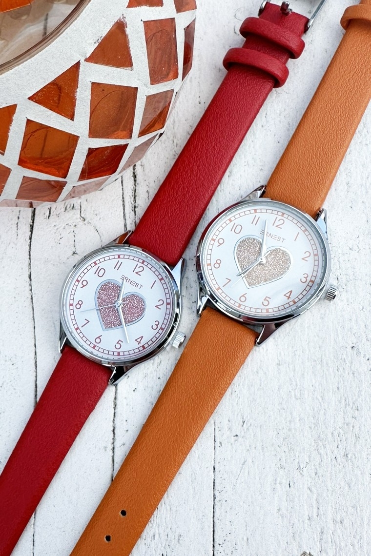 Ernest horloge Silver-Heart oranje