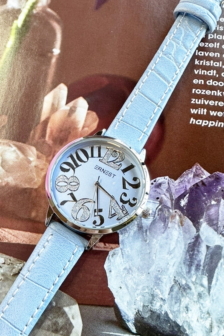 Ernest horloge "Silver-Lena" jeansblauw